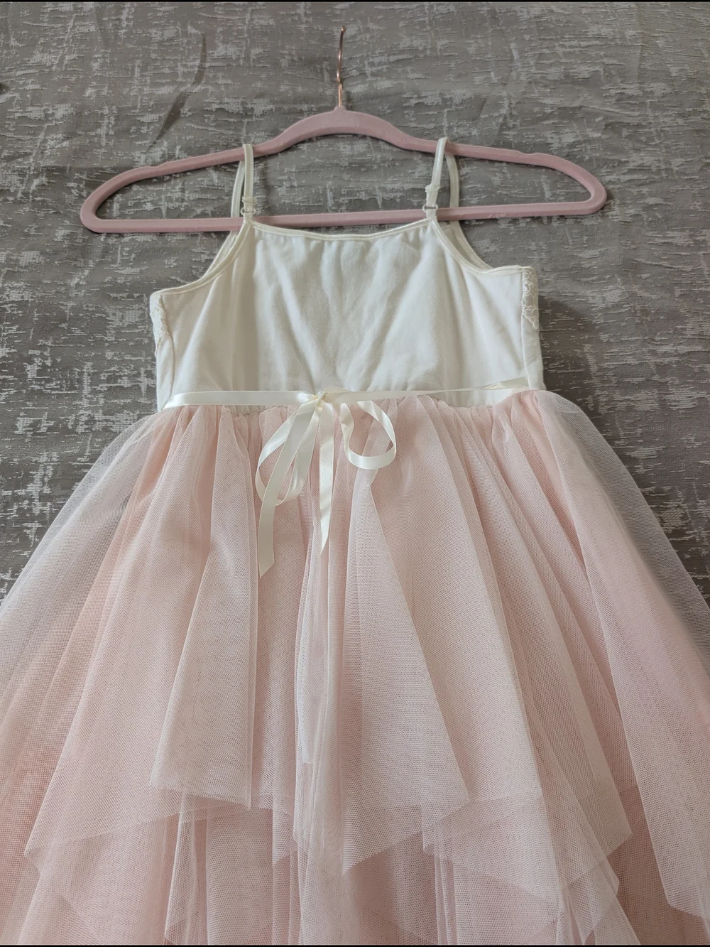 Girls Pink Tulle Party Dress with White Lace Bodice
